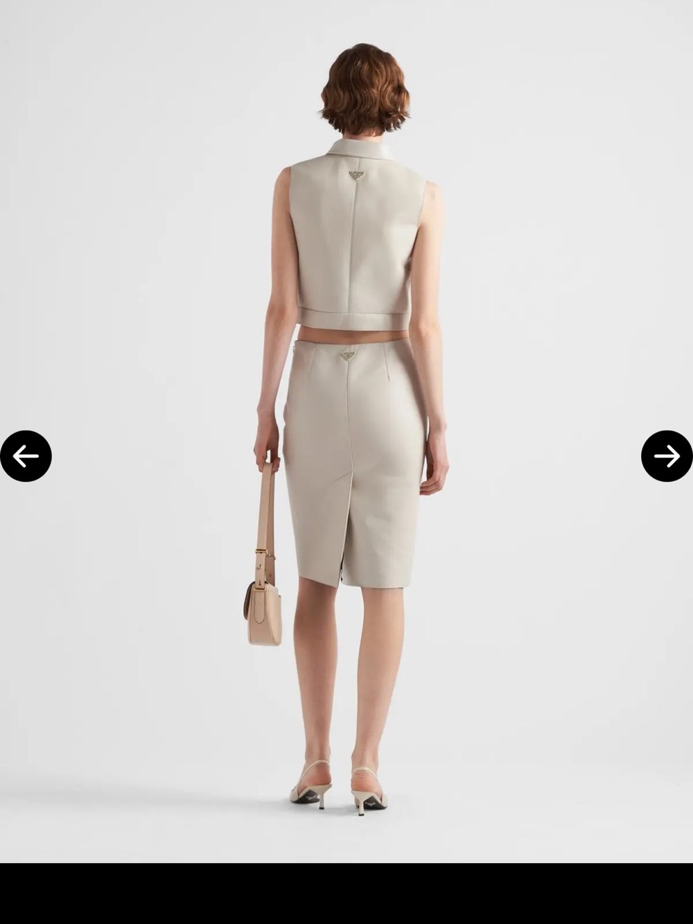 Authentic Prada Light Beige Pencil Skirt - leather Tailored Back Slit